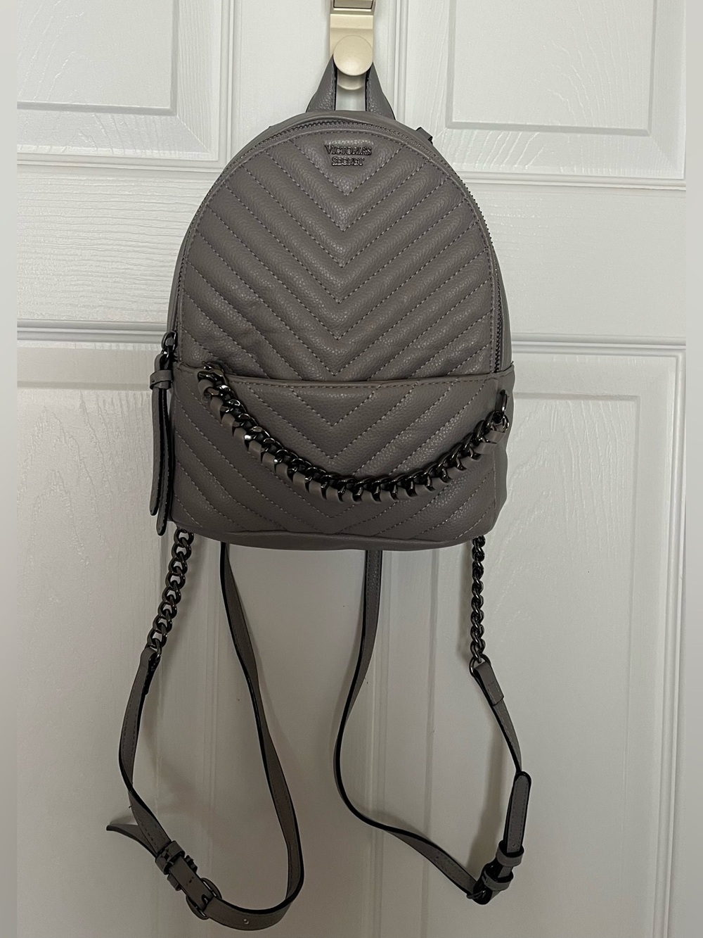 Victoria's Secret Quilted Chevron Mini Backpack in Gray